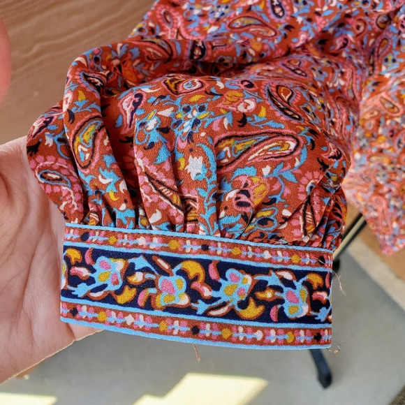 Gap Paisley Puff Long Sleeve Flowy Blouse Size XS Boho Gypsy Hippie Multicolor - Picture 4 of 9